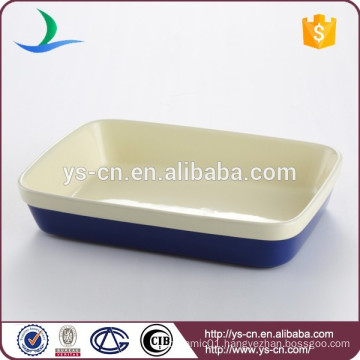 Good quality rectangular dark blue ceramic bakeware for home